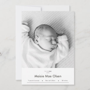 Modernt Bebis Födelse Tillkännagivande Fotokort Meddelande