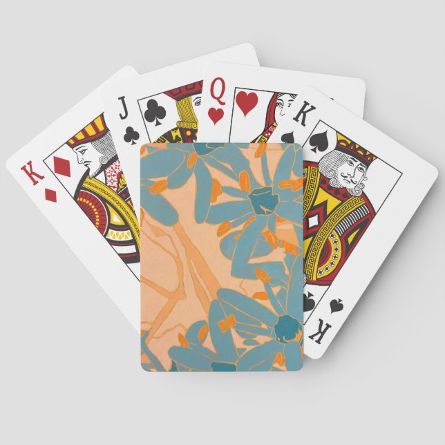 Modernt bladmotiv i persikofärg casinokort (Baksidan)