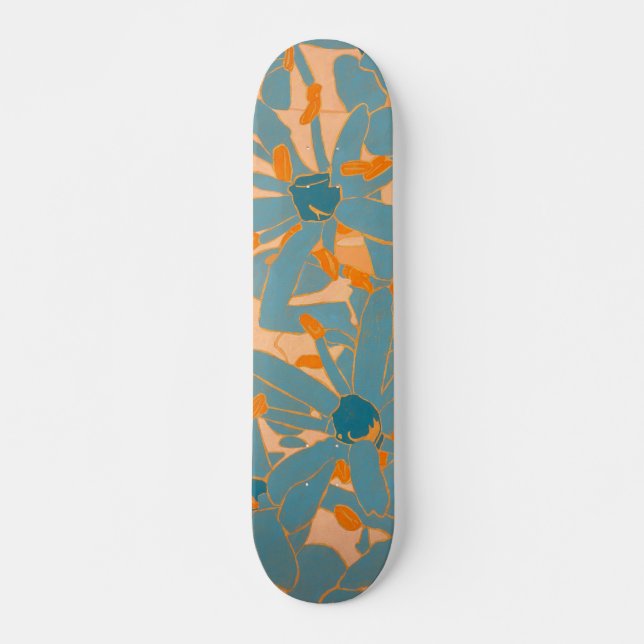 Modernt bladmotiv persika mini skateboard bräda 18,5 cm (Framsida)