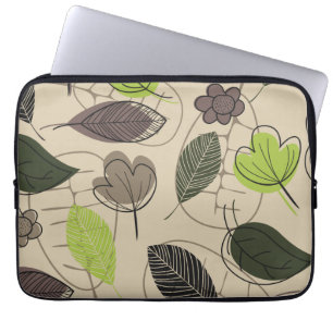 Modernt bladsmönster i grönt och beige laptop fodral