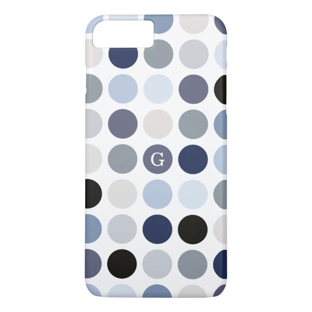 modernt blågrått prickmönster monogram Case-Mate iPhone skal (Baksida)