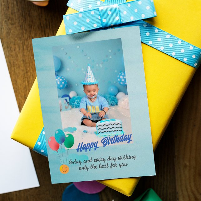 Modernt blått ballongkort för barn inbjudningar (Skapare uppladdad)