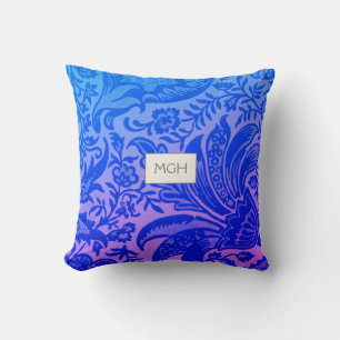 Modernt Blått Botaniskt Monogram Kudde