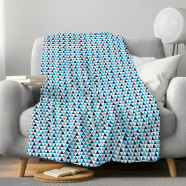 Modernt Blått Geometriskt Triangelmönster Mysigt Fleecefilt
