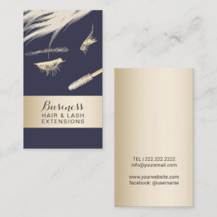 Modernt blått & guld för hår- & visitkort
