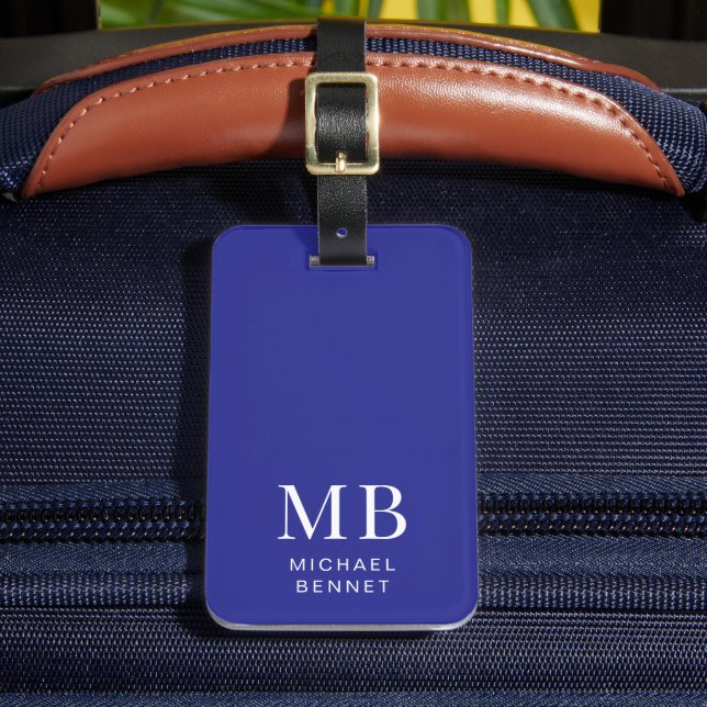 Modernt Blått Monogram Bagagebricka (Framsida Insitu 2)