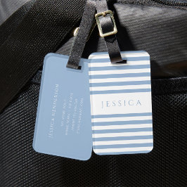 Modernt Blått Randigt Mönster Bagagebricka