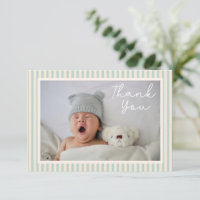 Modernt Blått Randigt Två Foto Babyfirande Meddela