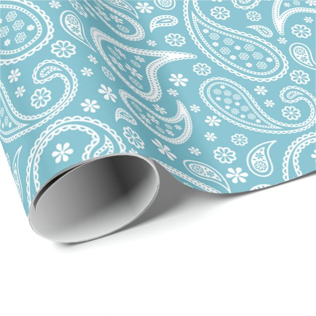 Modernt blåttPaisley mönster Presentpapper (Rullad Hörn)