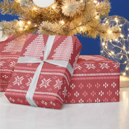 Modernt Blockigt Julgransmönster Presentpapper