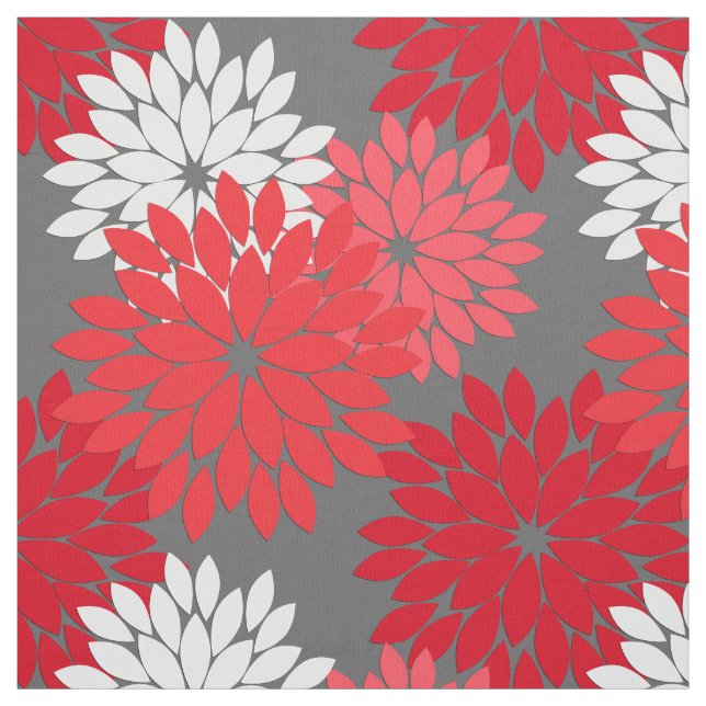 Modernt blom- Kimonotryck, grå korall som är röd Tyg (Provkarta)
