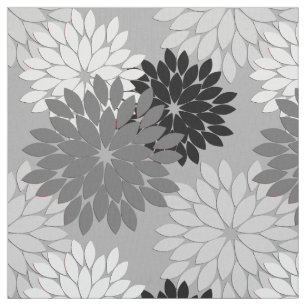 Modernt blom- Kimonotryck, grått som är svartvit Tyg