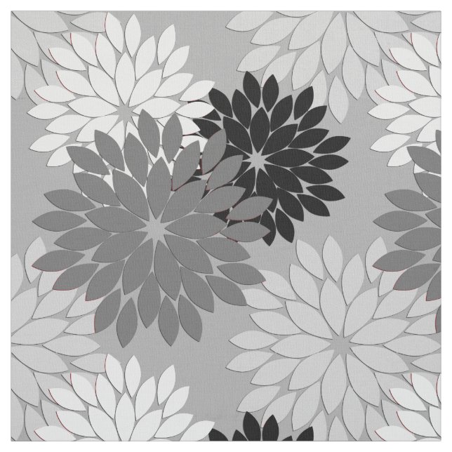 Modernt blom- Kimonotryck, grått som är svartvit Tyg (Provkarta)