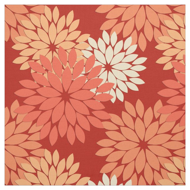 Modernt blom- Kimonotryck, Mandarinorange Tyg (Provkarta)