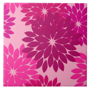 Modernt blom- Kimonotryck, rosor, Fuchsia och vin Kakelplatta