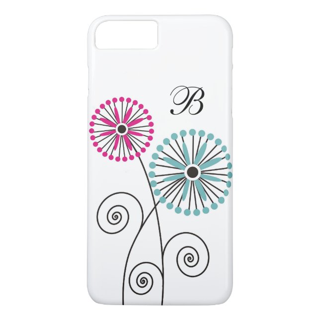 Modernt blom-   Monogrammed Case-Mate iPhone Skal (Baksida)