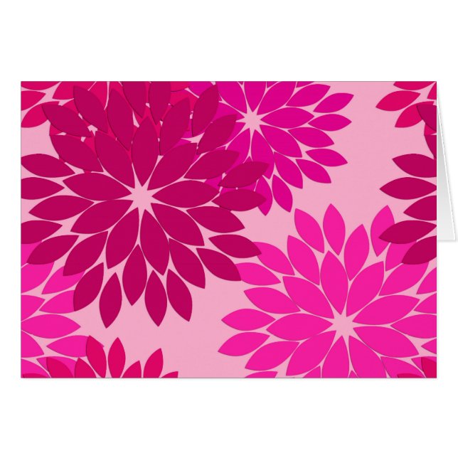 Modernt blommigt kimono tryck, rosa, fuchsia och v OBS kort (Framsidan Horizontal)