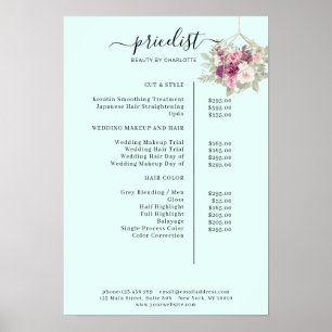 Modernt blommigt prislisteposter poster