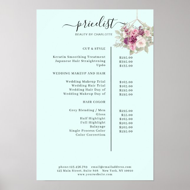 Modernt blommigt prislisteposter poster (Framsidan)