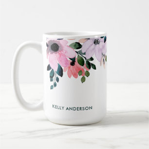Modernt blommönster Flickaktig tropisk lövverk dek Kaffemugg
