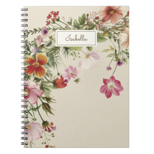 Modernt blomster namn stilfull anteckningsbok