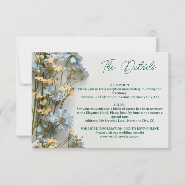 Modernt blomsterdetaljerat följekort OSA kort (Framsida)