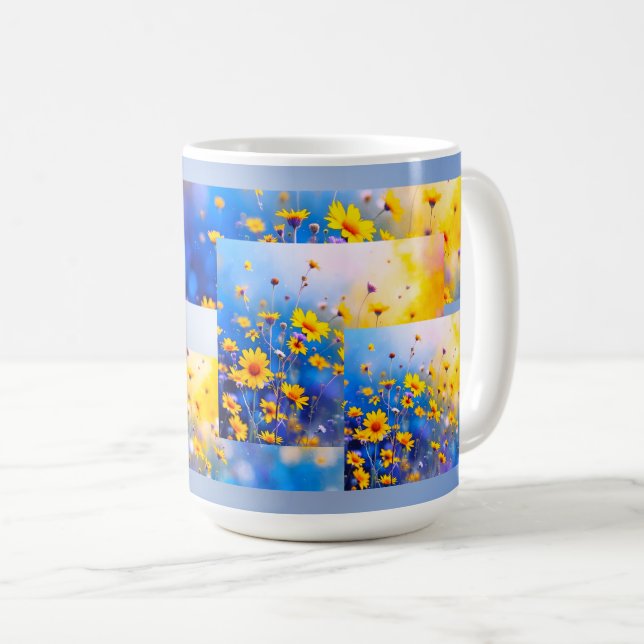Modernt blomsterfält kaffemugg (Framsida höger)