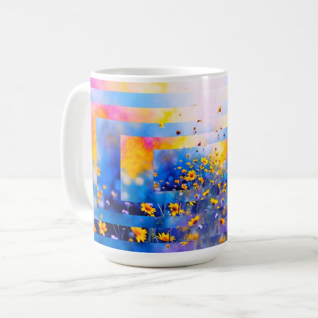 Modernt blomsterfält kaffemugg (Framsida vänster)