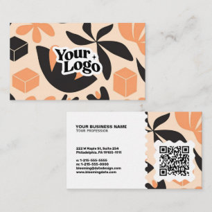 Modernt blomsterkort för företag – Qr-kod & logoty Visitkort