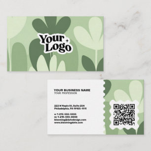 Modernt blomsterkort för företag – Qr-kod & logoty Visitkort