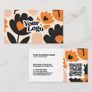 Modernt blomsterkort för företag - Qr-kod & logoty Visitkort