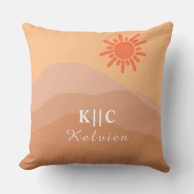 Modernt boho retro-bergsberg i medelårhundradet kudde (Framsida)