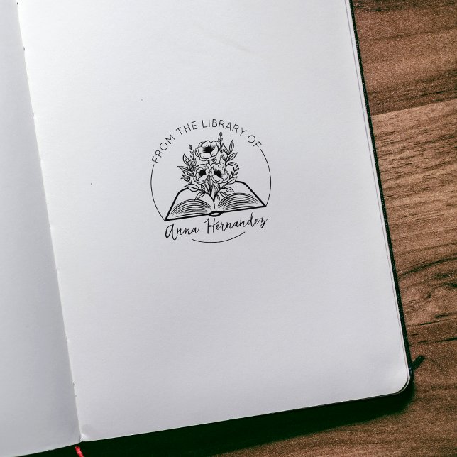 Modernt bokmärke med skript, botaniskt bok stämpel (Skapare uppladdad)