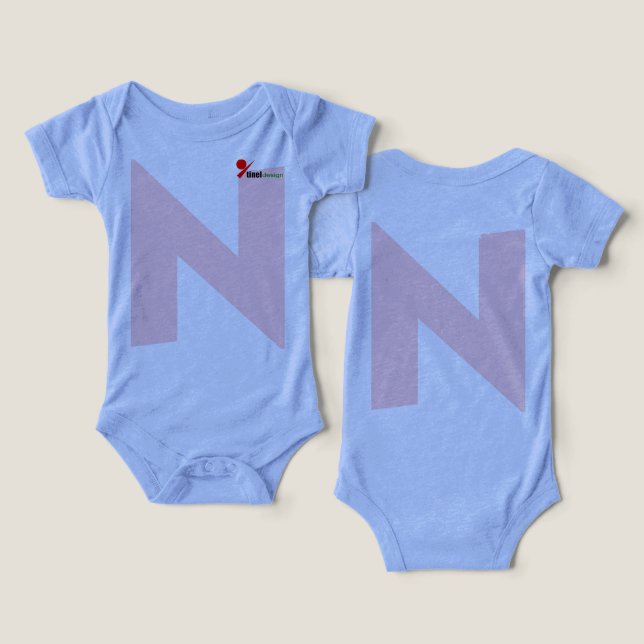 Modernt bokstav N initial monogram babyshorts T Shirt (Design fram och bak)