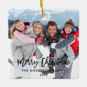 Modernt borsta skrivar julfamiljen som fotoet julgransprydnad keramik