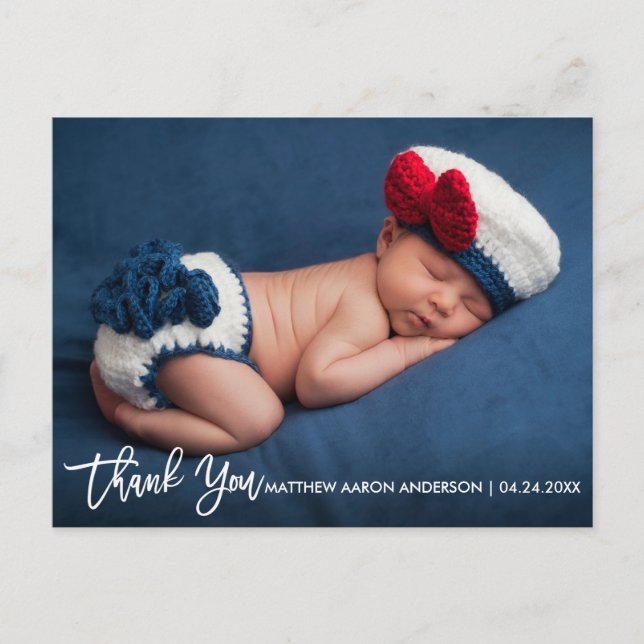 Modernt borsta skrivar nyfödd bebistack W Meddelande Vykort (Framsida)