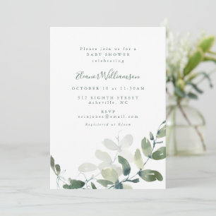 Modernt botaniskt eukalyptus Boho Baby Shower Inbjudningar