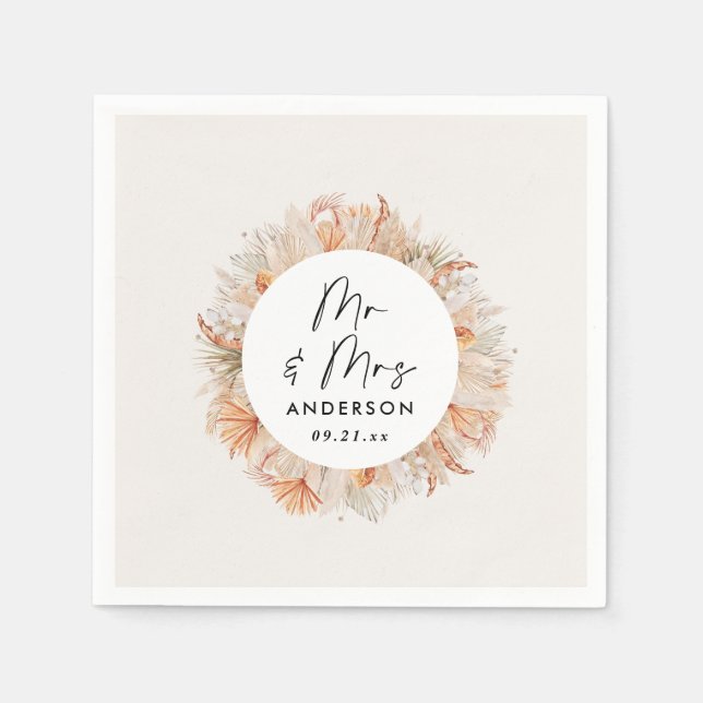 modernt botaniskt pampasgräs, mr & Mrs. Pappersservett (Framsidan)