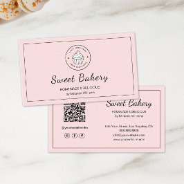 Modernt Bröd Logotyp QR Sociala Media Ikoner Rosa Visitkort