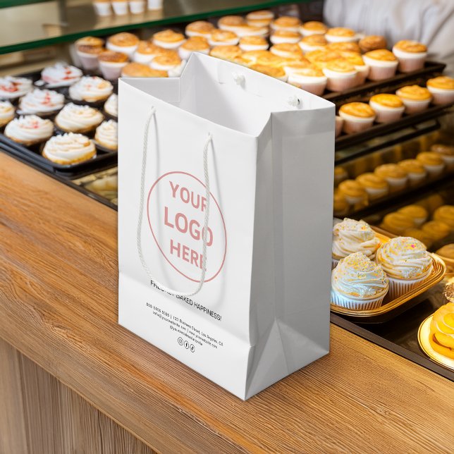 Modernt Bröd med eget varumärke (Modern Custom Logo Bakery Medium Gift Bag)