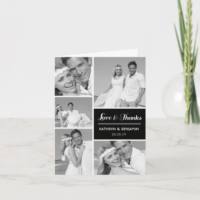 Modernt bröllop för enkel kärlek & för mång- foto tack kort (Framsida)