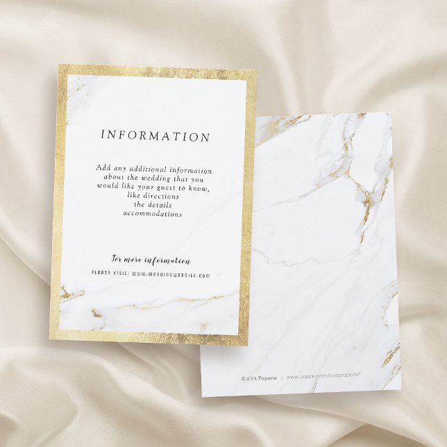 Modernt bröllop-kort för Faux guld marble Tilläggskort (Faux gold marble modern wedding enclosure card)