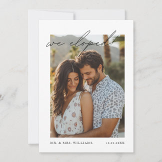 Modernt Bröllopsbesked | "Vi Gift Oss i Hemlighet" Inbjudningar