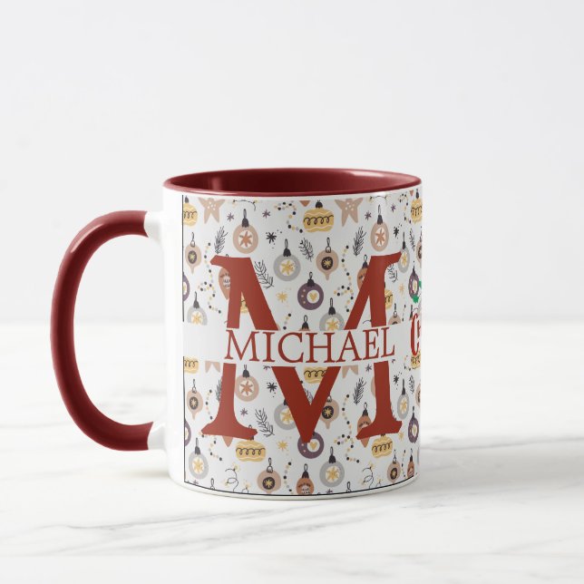 Modernt Buffalo-rutigt monogram julfirande  Mugg (Vänster)