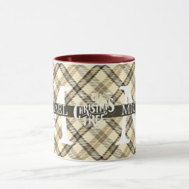 Modernt Buffalo-rutigt monogram julfirande Mugg