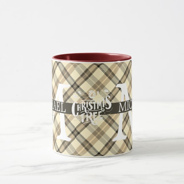 Modernt Buffalo-rutigt monogram julfirande  Mugg (Center)