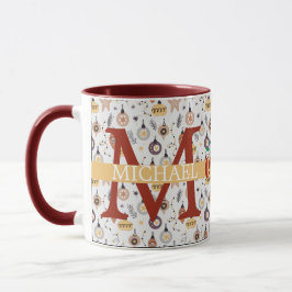 Modernt Buffalo-rutigt monogram julfirande Mugg