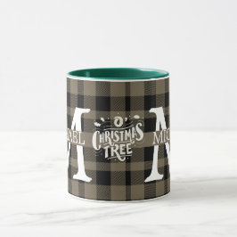 Modernt Buffalo-rutigt monogram julfirande Mugg