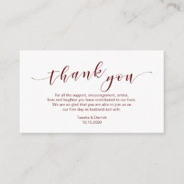 Modernt burgundiskt teckensnitt, tack för bröllope tilläggskort