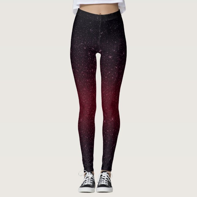 Modernt Burgundy rött Fauxglitter Leggings (Framsida)
